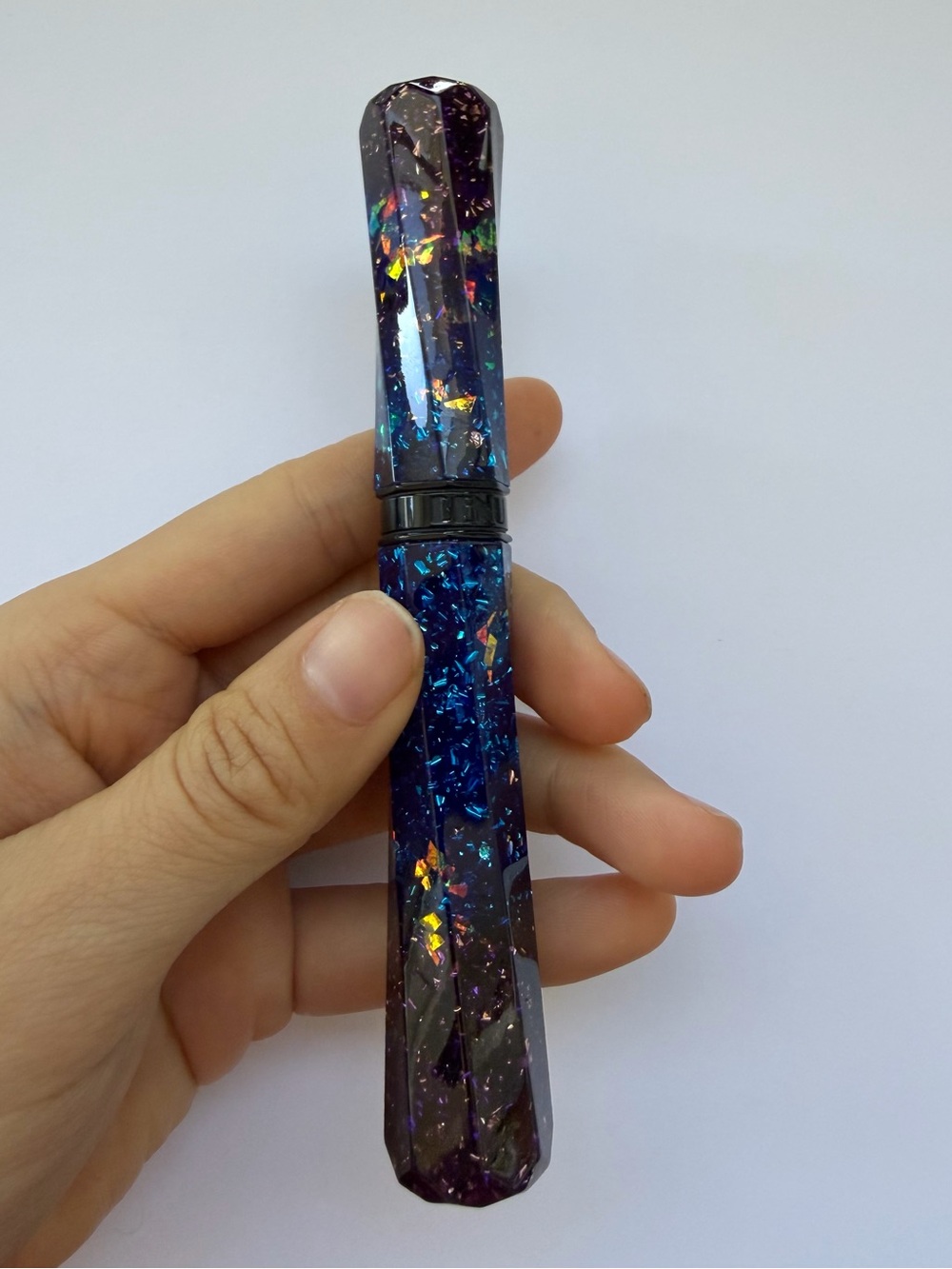 New Benu Fountain Pen Scepter VII Shimmer Blue Broad Nib Sparkle Rare Galaxy